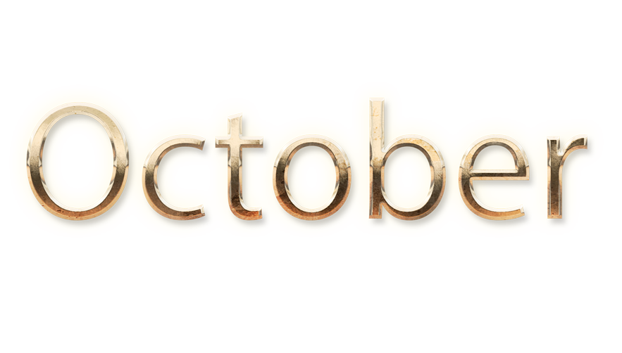 OCTOBER month name word OCTOBER gold text typography PNG images free